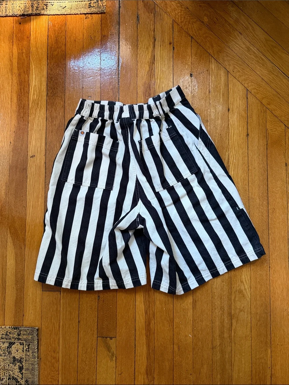 Big Bud Press Long Work Shorts Black and White Stripe Medium - Picture 7 of 9